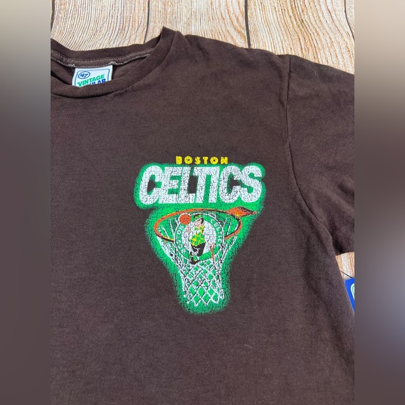 Boston Celtics '47 Brown Vintage Tubular Dagger Tradition Premium T Shirt Small - Picture 6 of 10